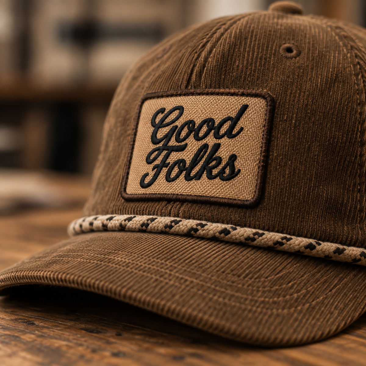 Concept illustration for the Merch Cartel About page: brown corduroy cap